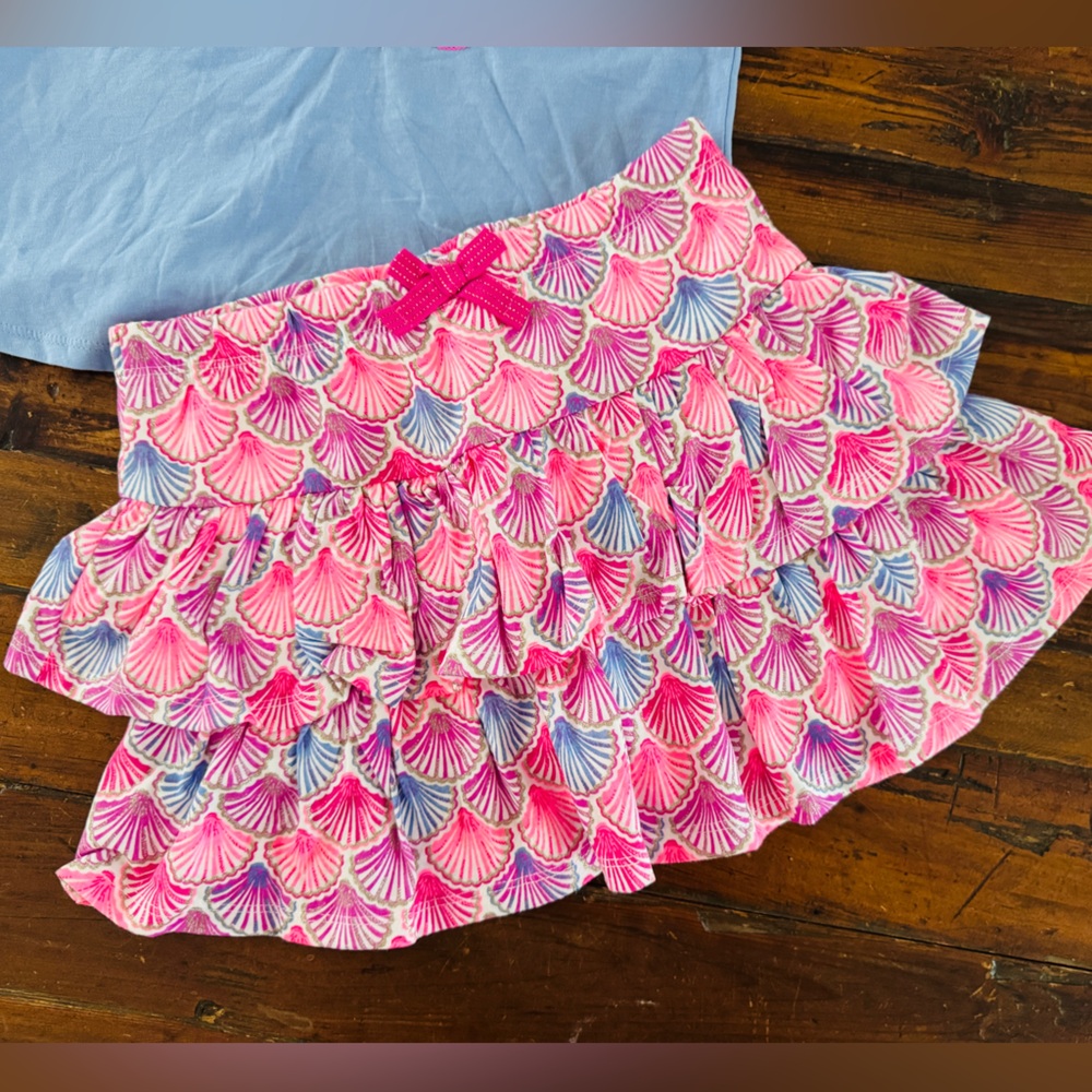 Blue Shell Tank Top and Pink Shell Skirt Set - Picture 2 of 7